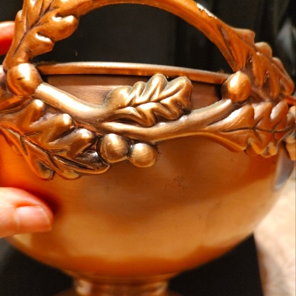 🔸🍂🔸Beautiful Vtg Copper Metal Leaf Pedestal Display Fruit Bowl Centerpiece - Picture 11 of 16